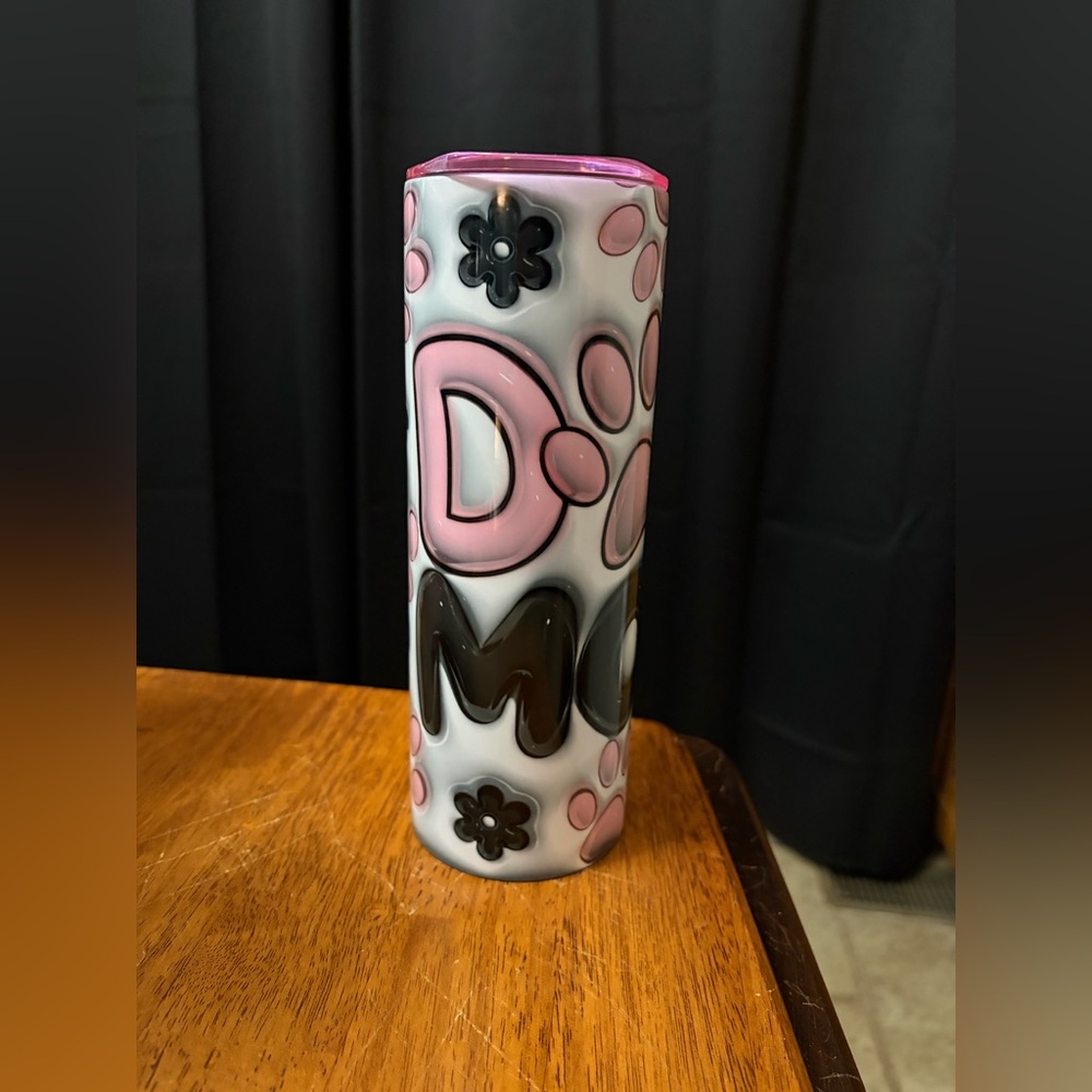 Pink and Black Dog Mom Tumbler